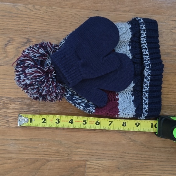 CAPELLI OF NEW YORK BRAND BOYS BLUE & GRAY WINTER HAT & MITTENS 2T-4T - Picture 8 of 12